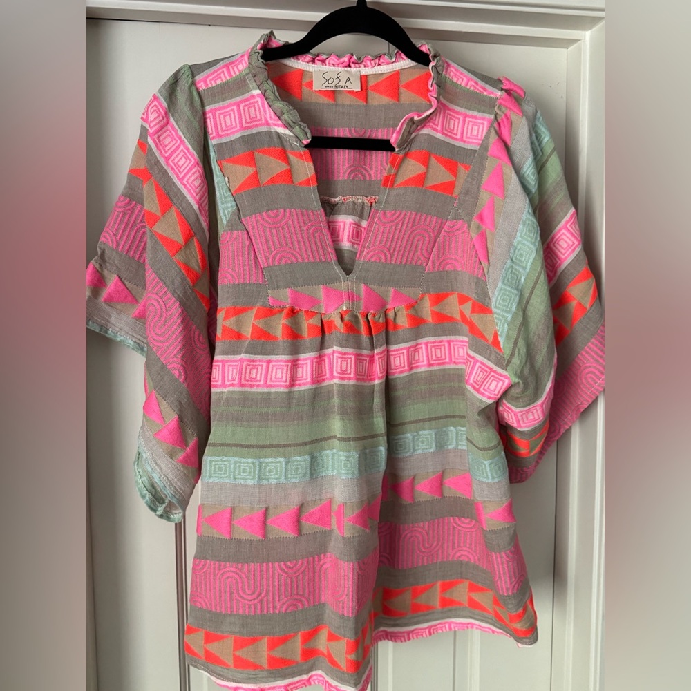Vibrant Pink and Green Women's Tunic
